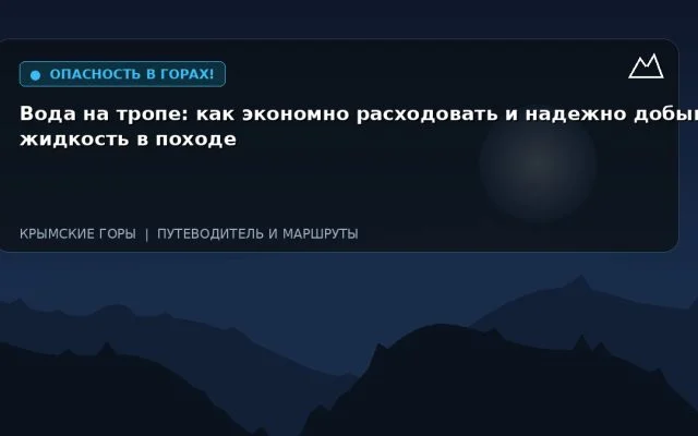 Вода на тропе: как экономно расходовать и надежно добывать жидкость в походе