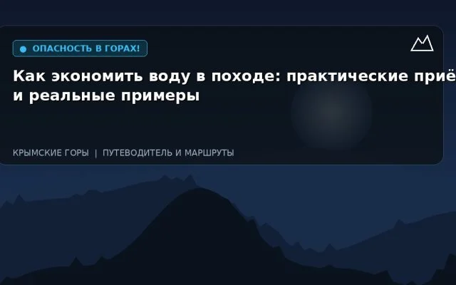 Как экономить воду в походе: практические приёмы и реальные примеры
