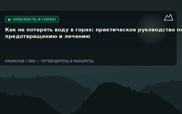 Как не потерять воду в горах: практическое руководство по предотвращению и лечению